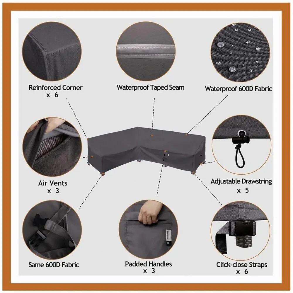 Flexiyard - Heavy Duty Outside Sectional Sofa (Storm Grey, L-Shaped-Left Facing-
